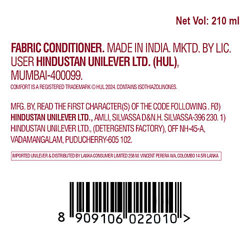 Comfort After Wash Lily Fresh Fabric Conditioner, 220 ml Bottle Protects Texture, Liquid Detergent, Liquid Fabric Softener