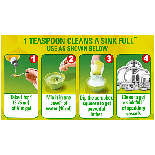 Vim Lemon Dishwash Liquid Gel, 250 ml Bottle