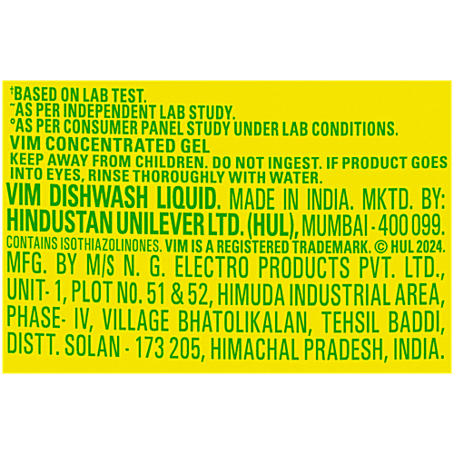 Vim Lemon Dishwash Liquid Gel, 250 ml Bottle