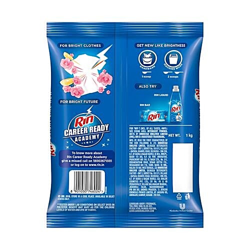 Rin Refresh Lemon & Rose Detergent Powder, 1 kg  