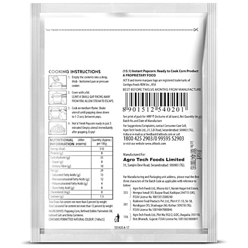 ACT II Instant Popcorn - Golden Sizzle, 60 g Pouch 