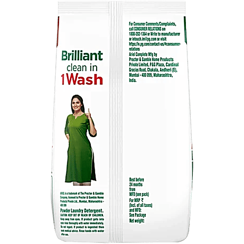 Ariel Complete Detergent Powder - Removes 100 Tough Stains, 1.5 kg (Get 1 kg + 0.5 kg Free) 