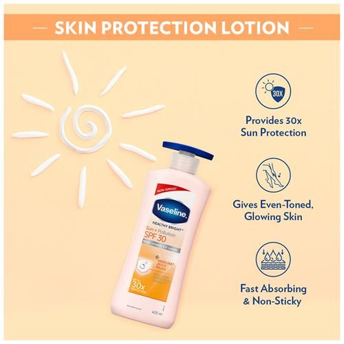Vaseline Healthy Bright Sun + Pollution Skin Protection SPF 30 Body Lotion + Vaseline Jelly PA+++, Up To 30X Sun Protection, 100 ml  Upto 30X Sun Protection