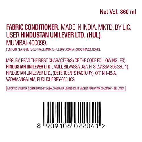Comfort Lily Fresh After Wash Fabric Conditioner, 860 ml  