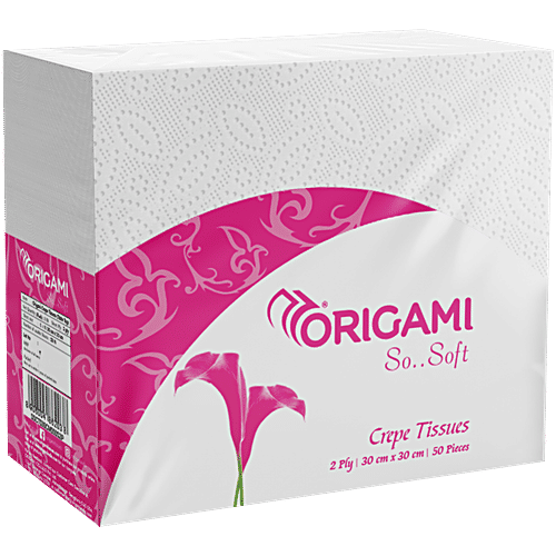 Origami 2 Ply Tissue Paper Napkins Serviettes, 50 Pulls Soft & Gentle
Highly Absorbent