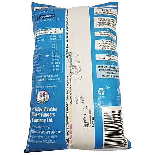 Buy Visakha Dairy Good Milk Uht Processed Toned 500 Ml Tetra Online at