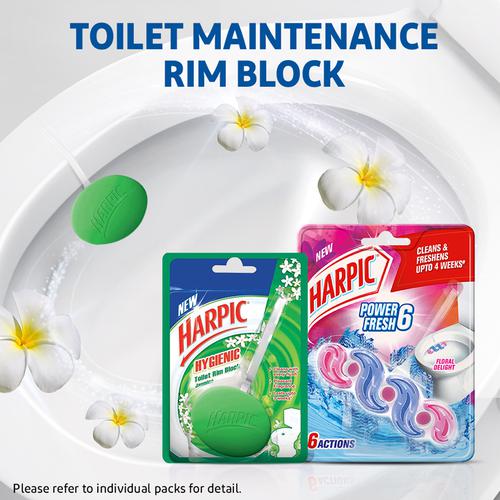 Harpic Hygienic Toilet Cleaner Rim Block, Jasmine, 26 g  