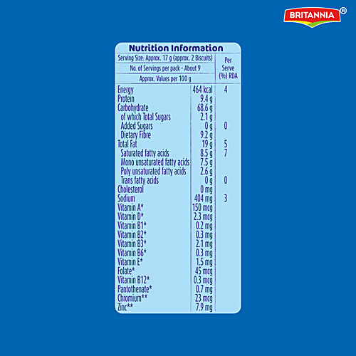 Britannia Nutrichoice Oats Cookies Diabetic Friendly, 6 x 25 g (Multipack) 0% Maida, Diabetic Friendly, Zero Added Sugar, Zero Trans Fat, High Fibre