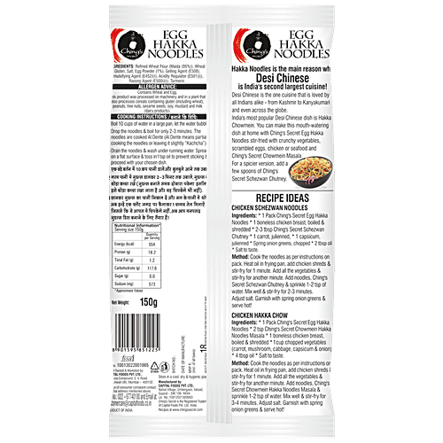 Chings Secret Egg Hakka Noodles, 150 g Pouch 