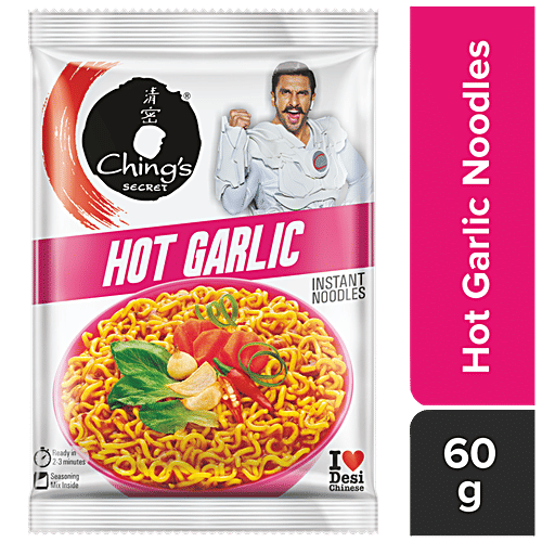 Chings Secret Hot Garlic Instant Noodles, 60 g Pouch 