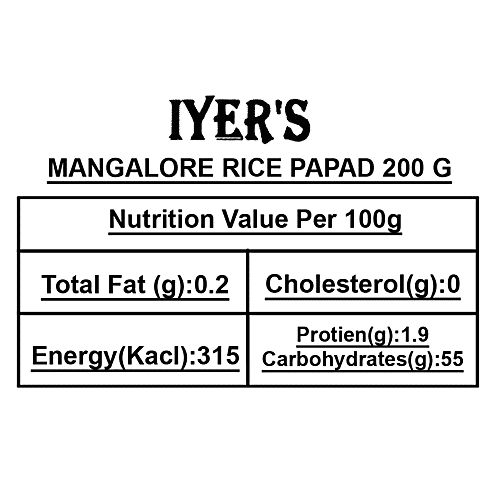 Buy Iyers Papad Mangalore Rice 200 gm Pouch Online at Best Price. of