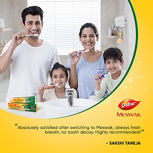 Dabur Meswak Toothpaste, with Free Toothbrush - For Complete Gum Care, Paraben & Fluoride Free, 300g  