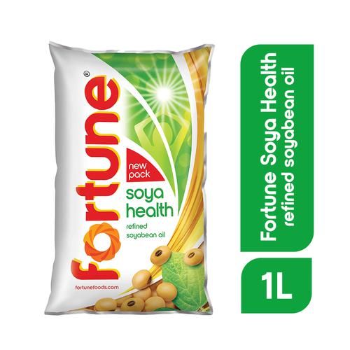 Fortune  Soya Health Refined Soyabean Oil, 1 L Pouch Rich in Omega 3