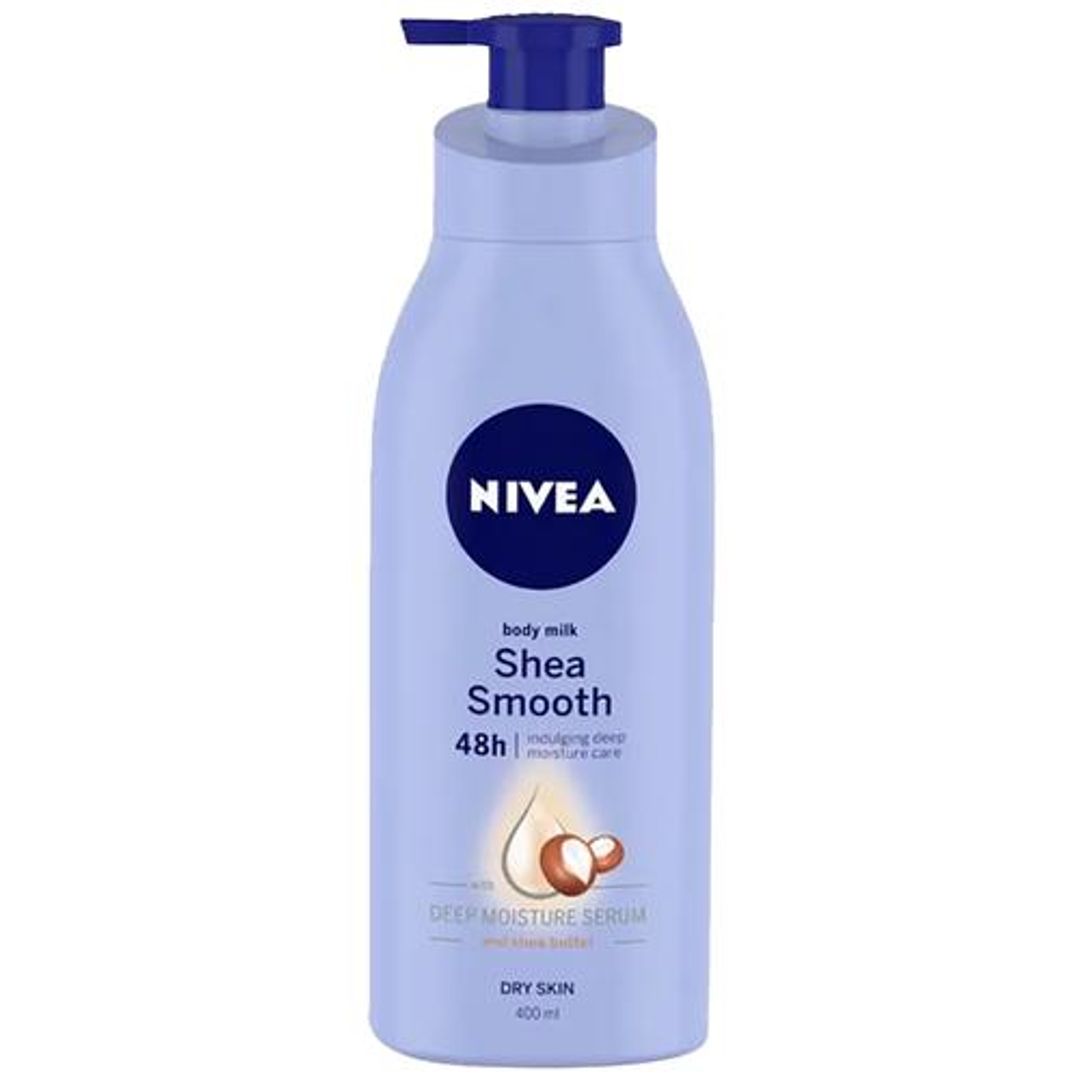 NIVEA Shea Smooth Body Milk - Dry Skin, With Deep Moisture Serum & Shea Butter, 48h Indulging Deep Moisture Care, 400 ml 