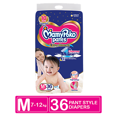 Mamypoko Pants - Extra Absorb Diaper, Medium Size, 36 pcs  