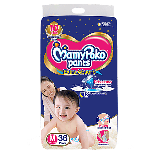 Mamypoko Pants - Extra Absorb Diaper, Medium Size, 36 pcs  