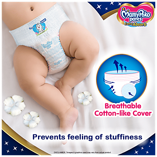 Mamy Poko Pants Diaper Extra Absorb - Medium Size, Prevents Leakage, Pull Up, 6 pcs Pouch 