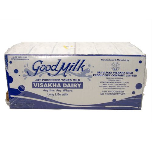 Visakha Dairy Good Milk UHT Processed Toned Milk, 1 L Pack of 12 No Preservatives