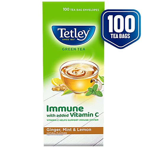 Tetley Green Tea Immune With Added Vitamin C, Ginger, Mint & Lemon, 150 g (100 Bags x 1.5 g each) 