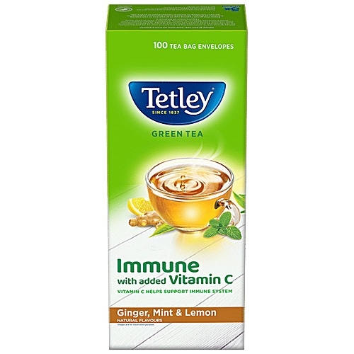 Tetley Green Tea Immune With Added Vitamin C, Ginger, Mint & Lemon, 150 g (100 Bags x 1.5 g each) 