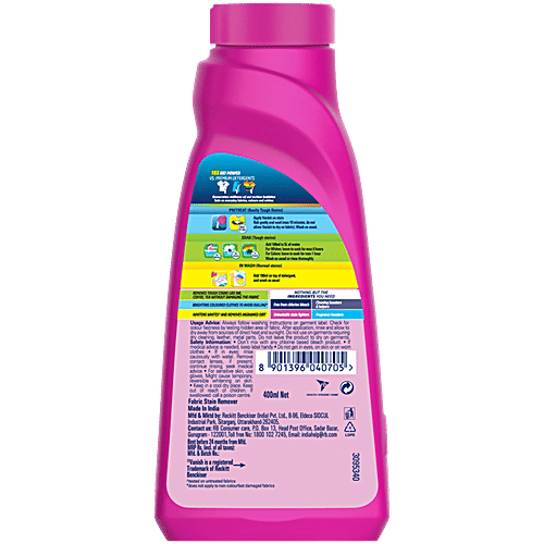 Vanish Oxi Action All In One Colour Safe Detergent Liquid Booster, 400 ml  Removes Tough Stains and Brightens Colours, Liquid Detergent Add On