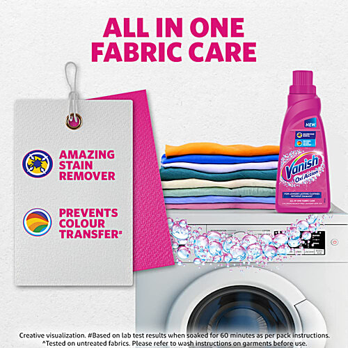 Vanish Oxi Action All In One Colour Safe Detergent Liquid Booster, 400 ml  Removes Tough Stains and Brightens Colours, Liquid Detergent Add On