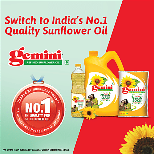 Gemini Sunflower Oil - With Nutri Fresh Technology, 5 L Jar 