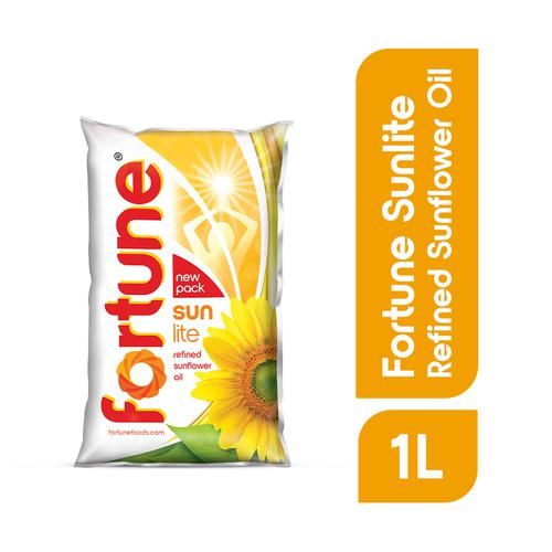 Fortune  Sun Lite - Sunflower Refined Oil, 1 L Pouch 