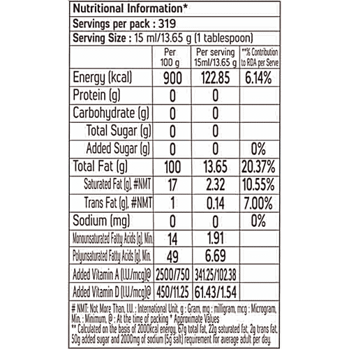 Fortune Sunlite Refined Sunflower Oil, 4.35 kg  Trans Fat Free