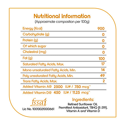 Buy Fortune Sun lite Refined Sunflower Oil Fortified with Vitamin A & Vitamin D 5 L Plastic