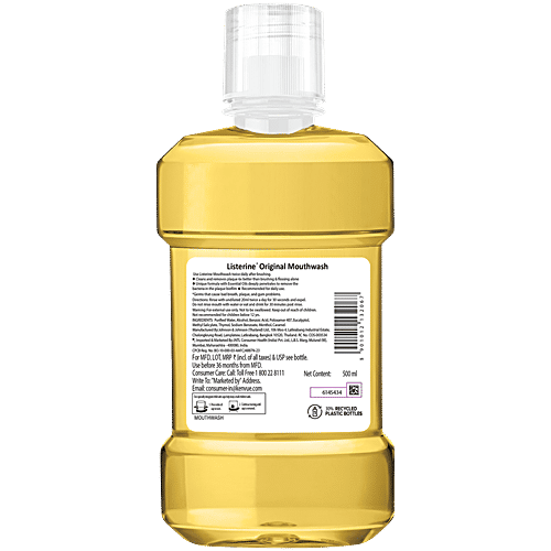 Listerine Mouthwash Liquid - Original, 500 ml Bottle