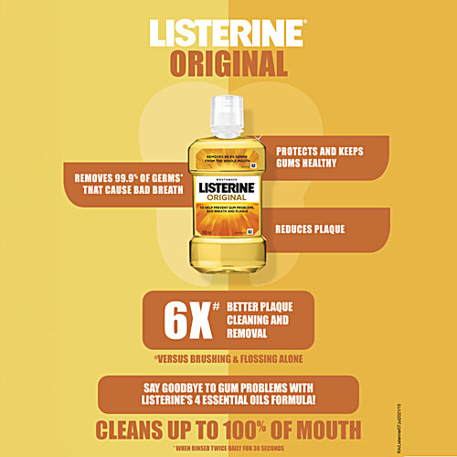 Listerine Mouthwash Liquid - Original, 500 ml Bottle