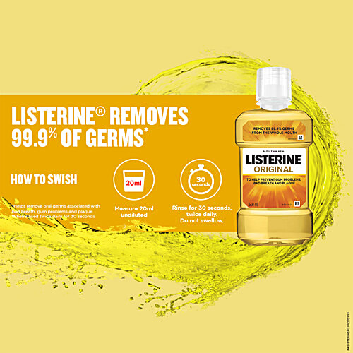 Listerine Mouthwash Liquid - Original, 500 ml Bottle