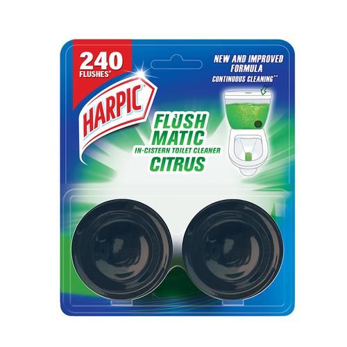 Harpic Flushmatic In-Cistern Toilet Cleaner Block, Citrus, 100 g  