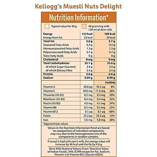 Kellogg's Muesli Nuts Delight, 500 g Carton No Added Preservatives