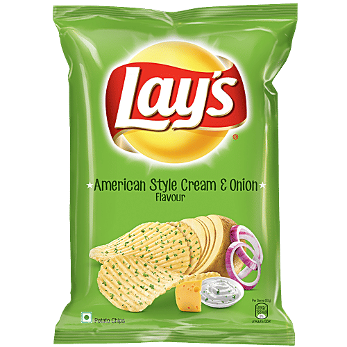Lays Potato Chips - American Style Cream & Onion Flavour, 90 g Pouch 