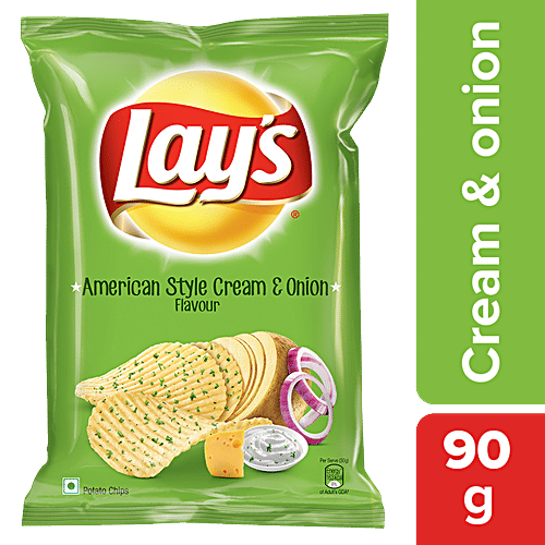 Lays Potato Chips - American Style Cream & Onion Flavour, 90 g Pouch 