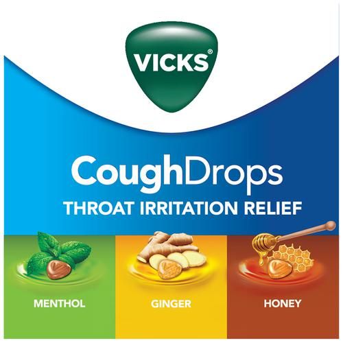 Vicks Cough Drops With Menthol, Ginger & Honey - Relieves Throat Irritation, 200 pcs Jar 