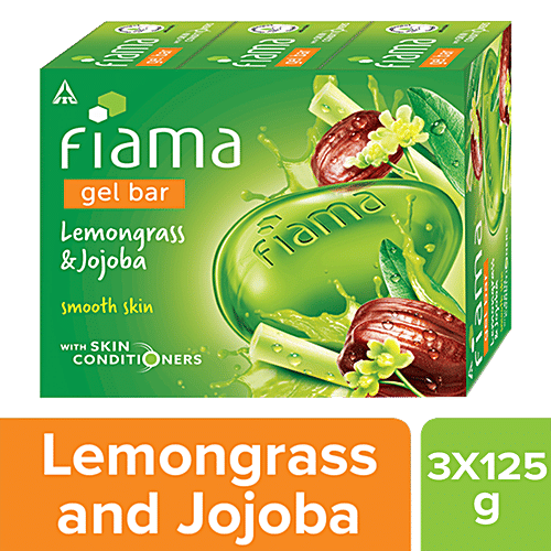 Fiama Lemongrass & Jojoba Gel Bar, 375 g (3 pcs x 125 g each) With Skin Conditioner, For Moisturized Skin