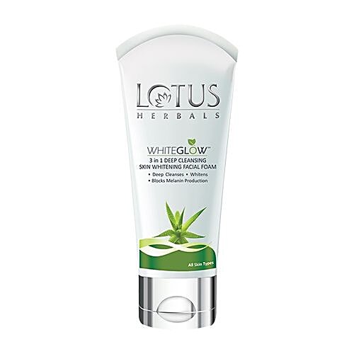 Lotus Herbals Whiteglow 3-In-1 Deep Cleansing Skin Whitening Facial Foam, 50 g