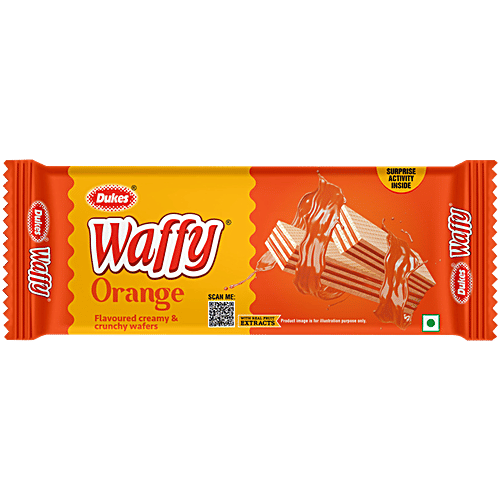 Dukes  Waffy Orange Flavoured Wafers, 55 g  Creamy & Crunchy, With Real Orange Extracts