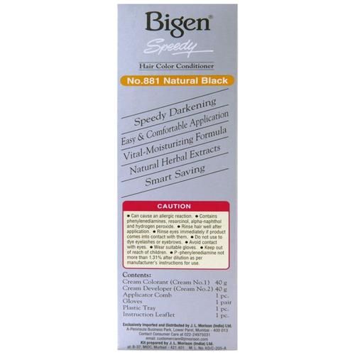 Buy Bigen Hair Color Conditioner Natural Black No 881 40 40 Gm Online At  Best Price of Rs  - bigbasket