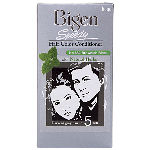 Bigen Hair Color Conditioner - Brownish Black (No. 882), 1 pc (40 g + 40 g) Darkens Gray Hair in 5 min.