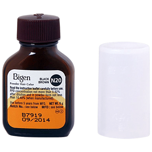 Bigen Hair Color Powder - Black Brown (No. 20), 1 pc Carton Contains No Ammonia