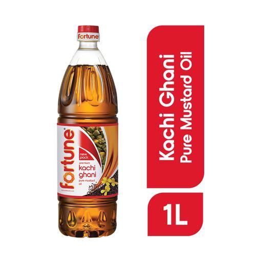Fortune  Premium Kachi Ghani Pure Mustard Oil, 1L Pet Bottle Rich in Omega 3 & 6