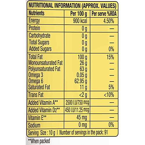 Dhara  VitAE Refined Sunflower Oil, 1 L  Rich in PUFA