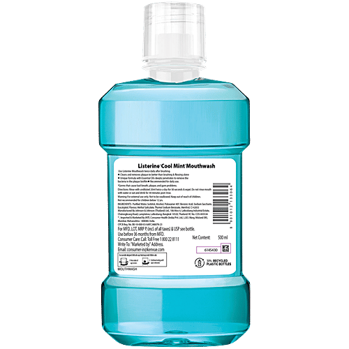 Listerine Mouthwash Liquid - Cool Mint, 500 ml Bottle