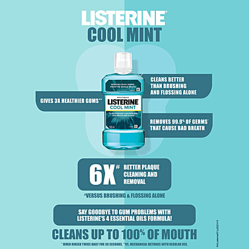 Listerine Mouthwash Liquid - Cool Mint, 500 ml Bottle