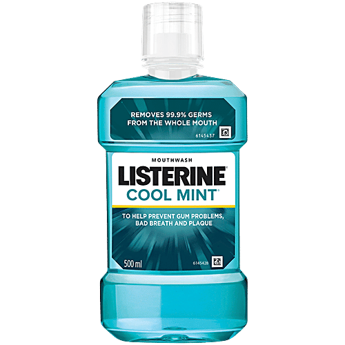 Listerine Mouthwash Liquid - Cool Mint, 500 ml Bottle