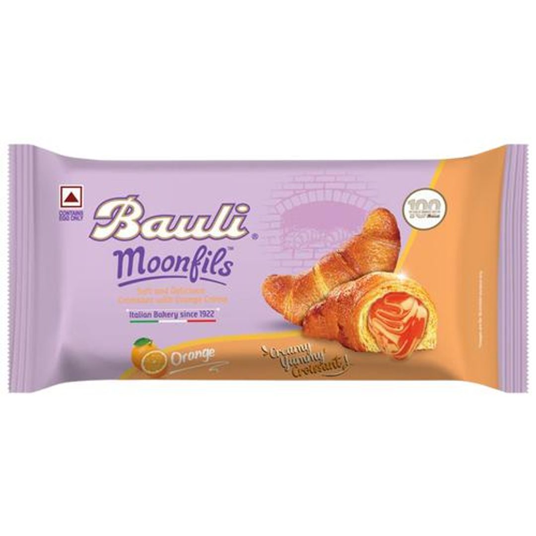 Bauli Moonfils - Orange Cream, Centre Filled Puff Rolls, Italian Recipe, Soft & Delicious, 45 g Pouch